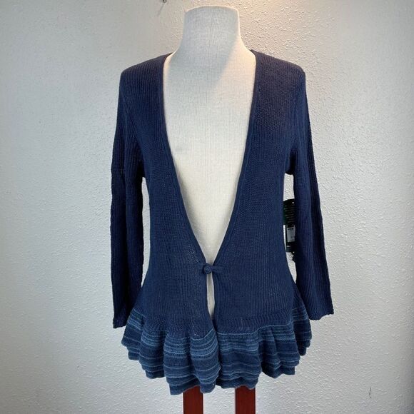 NWT Lauren Ralph Lauren 100% Linen Cardigan Top - Picture 1 of 8